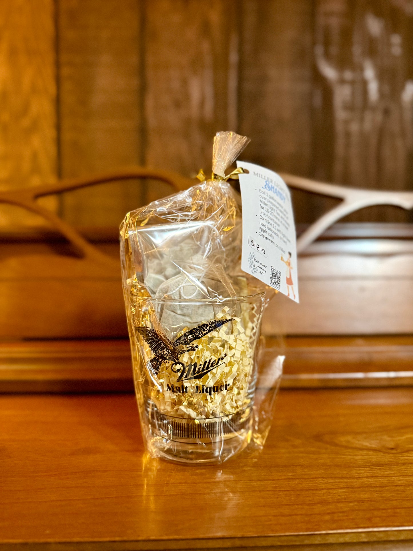 Miller Light Tea + Vintage Cocktail Glass Gift Set