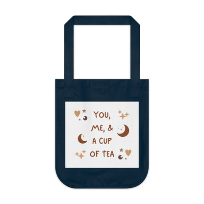 You, Me, and a Cup of Tea Organic Canvas Tote Bag