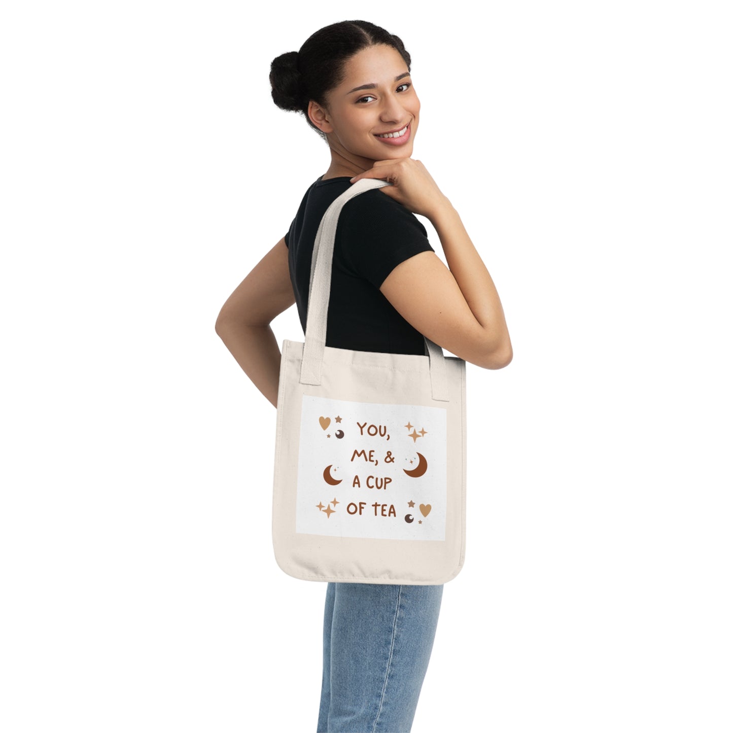 You, Me, and a Cup of Tea Organic Canvas Tote Bag