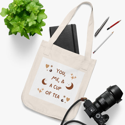 You, Me, and a Cup of Tea Organic Canvas Tote Bag