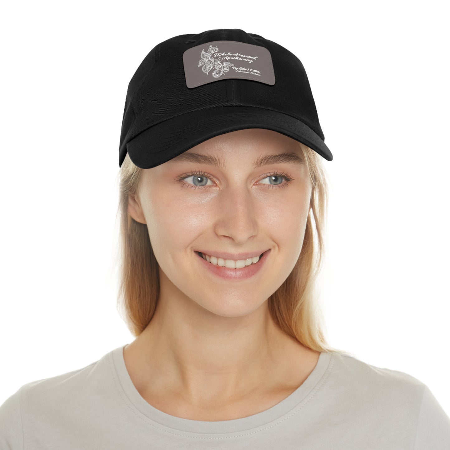 Whole-Hearted Apothecary Dad Hat with Faux Leather Patch (Rectangle)