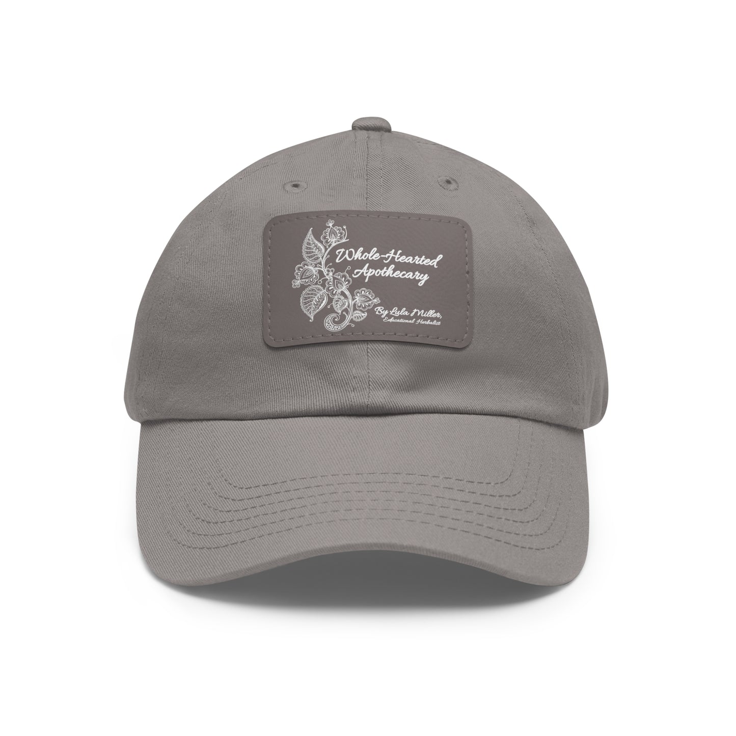 Whole-Hearted Apothecary Dad Hat with Faux Leather Patch (Rectangle)