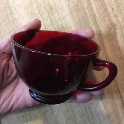 Red Anchor Hocking Royal Ruby Red depression glass 1950s