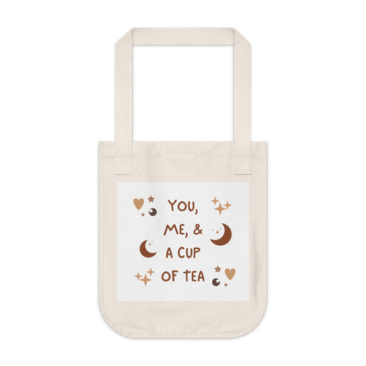 You, Me, and a Cup of Tea Organic Canvas Tote Bag