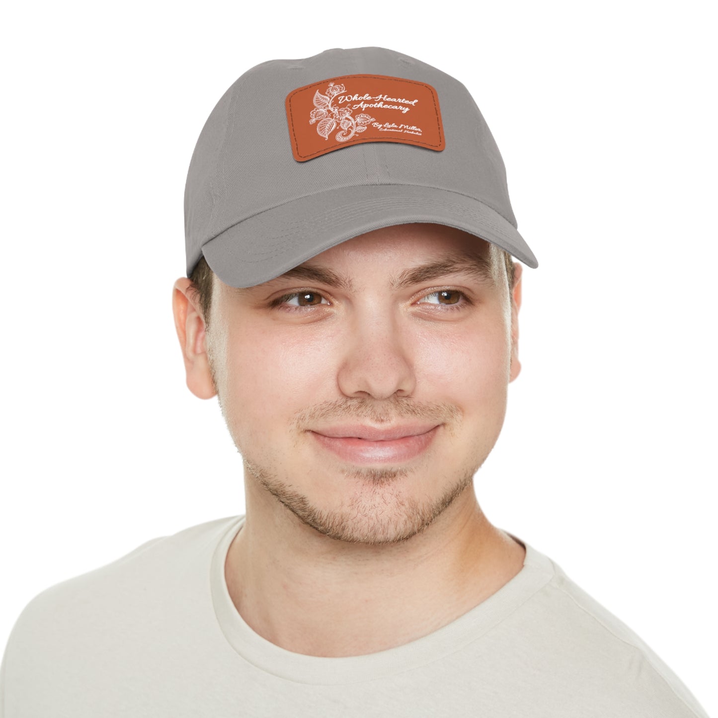 Whole-Hearted Apothecary Dad Hat with Faux Leather Patch (Rectangle)